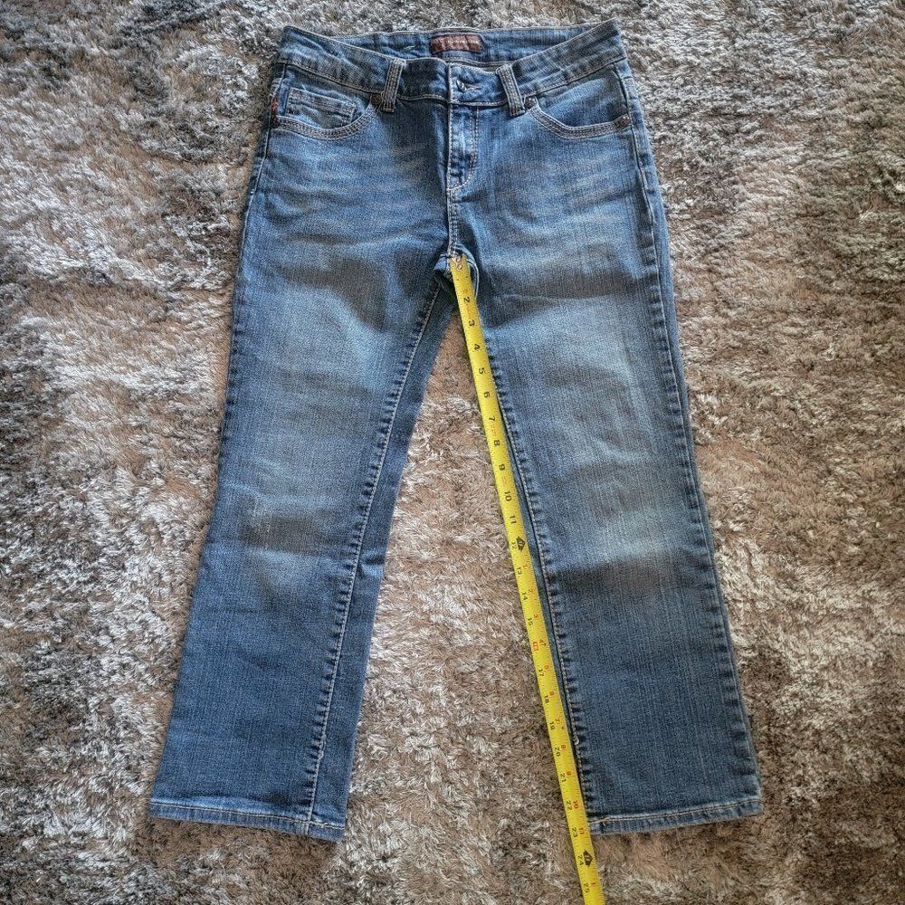 Women's Juniors Jean De Fleur Crop Blue Denim Jeans Medium Wash size 7